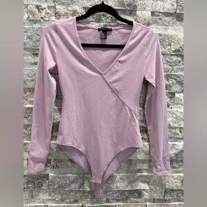 Forever 21 Dusty Pink Wrap Bodysuit size M 95% cotton